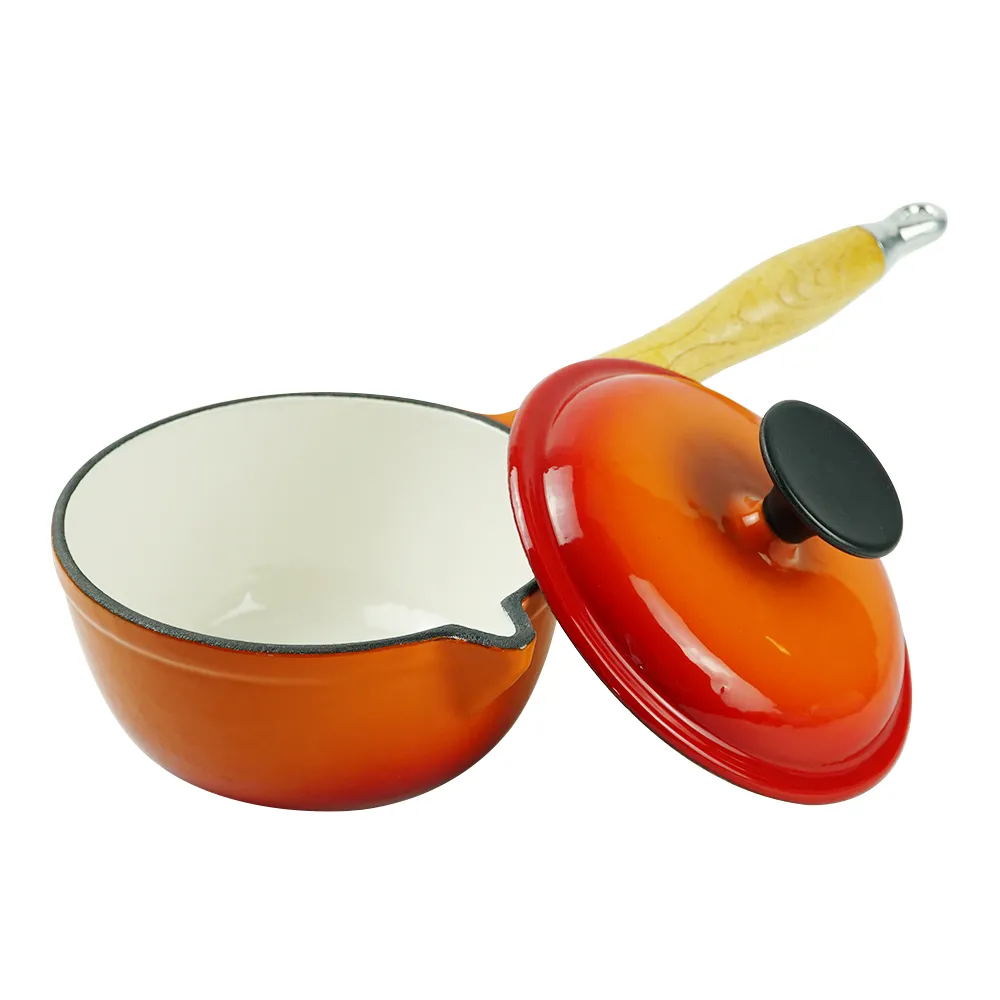 Enamel cast iron stew pot, covered small milk pot, mini Dutch oven, for cooking sauces, meat juices, puddings and marinades