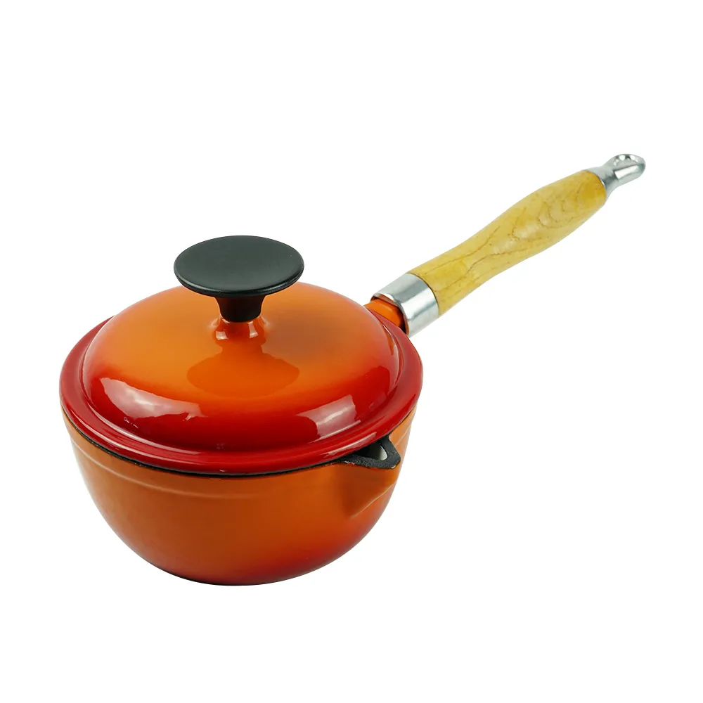 Enamel cast iron stew pot, covered small milk pot, mini Dutch oven, for cooking sauces, meat juices, puddings and marinades