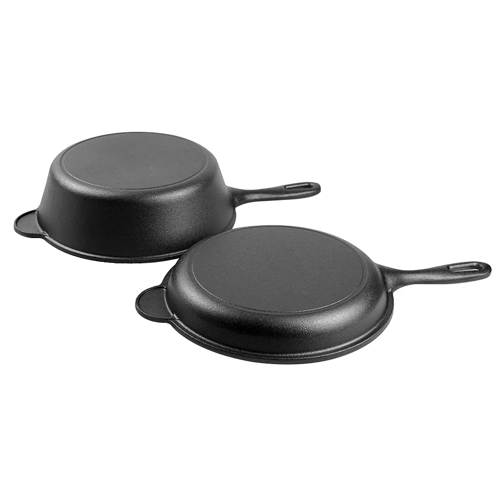 2-in-1 dual-purpose cast iron Dutch pot with double handles and barbecue lid, outdoor cooking pot set