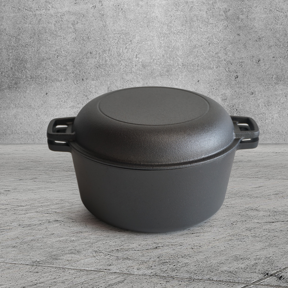 Cast iron frying pan + lid - two-in-one multi-functional cooking pan Dutch oven - suitable for bread, indoor/outdoor, grill, stove, etc