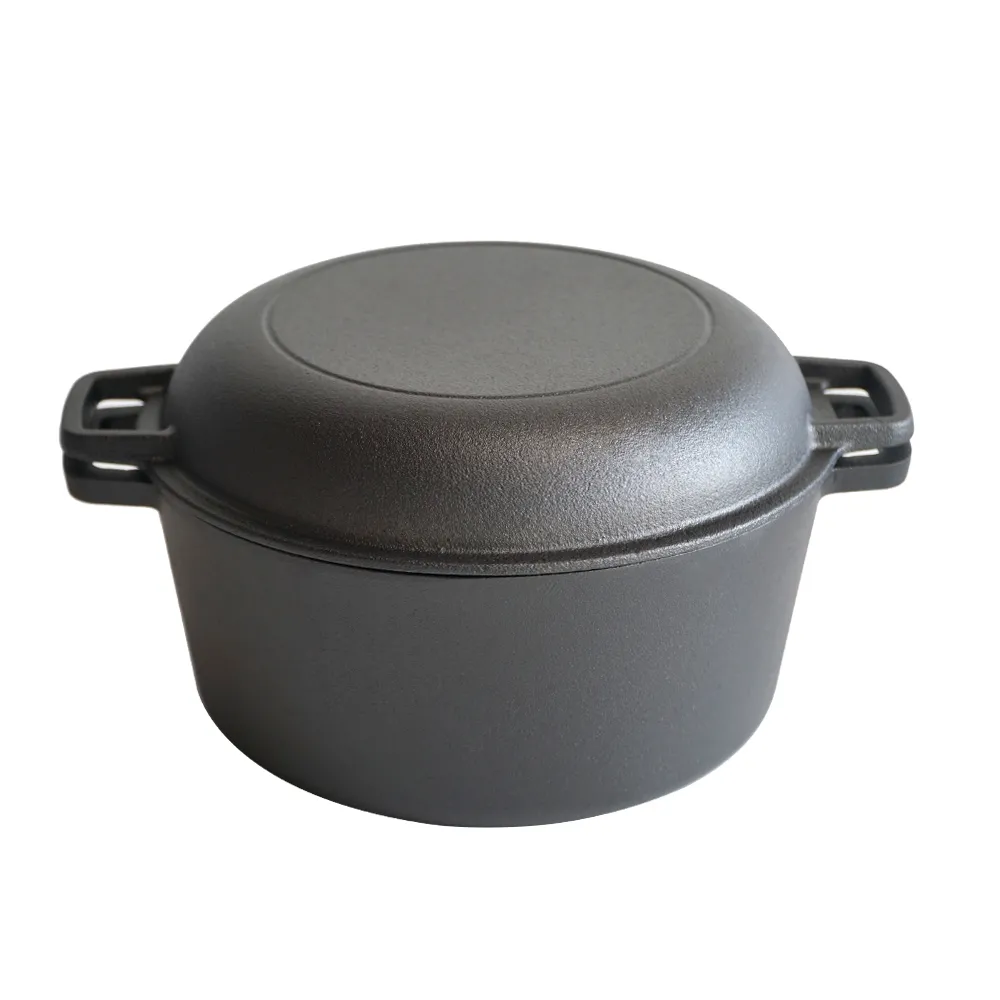 Cast iron frying pan + lid - two-in-one multi-functional cooking pan Dutch oven - suitable for bread, indoor/outdoor, grill, stove, etc