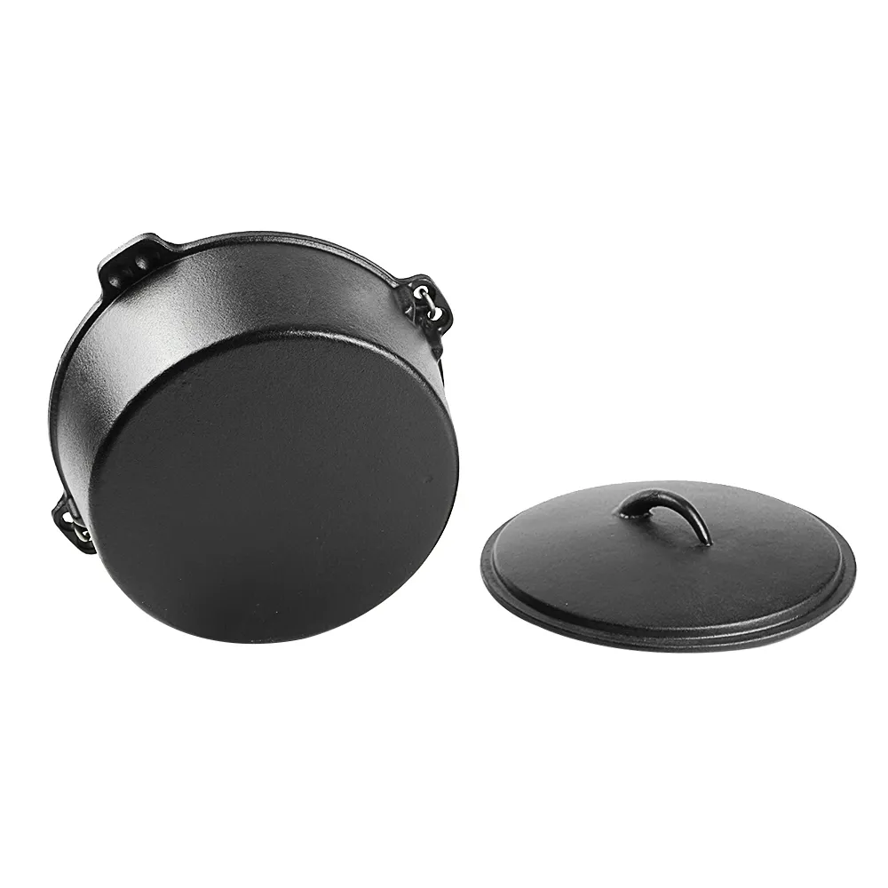 Cast iron outdoor Dutch grill with lid, suitable for bonfire cooking, stewing and baking - durable cast iron pot