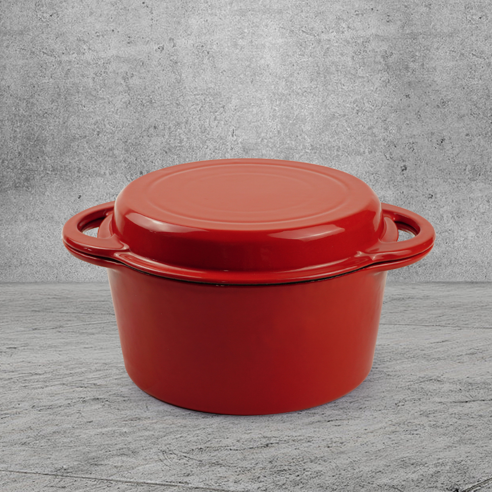 2-in-1 Dutch baking pan with a frying pan lid, suitable for bread baking, cooking, stewing and frying