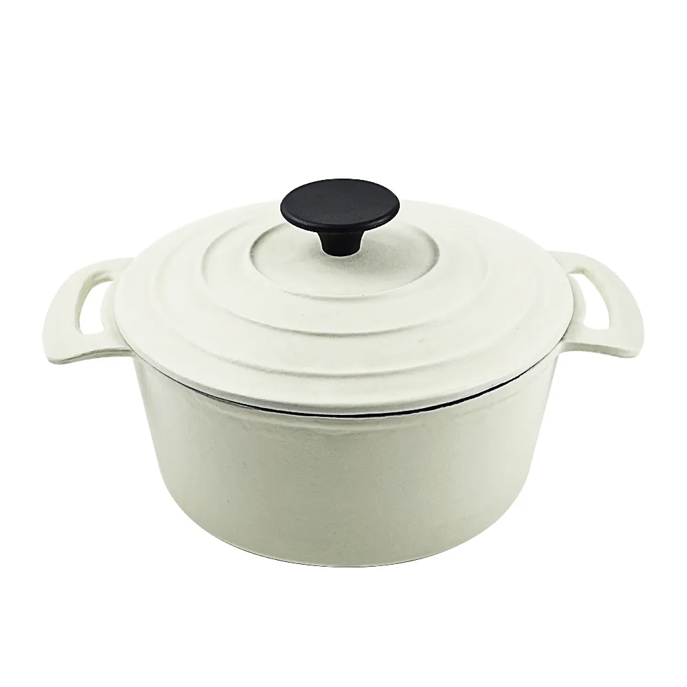 Cast iron enamel Dutch baking pan with lid, with double handles, for bread baking, cooking, non-stick enamel-coated cookware (blue)