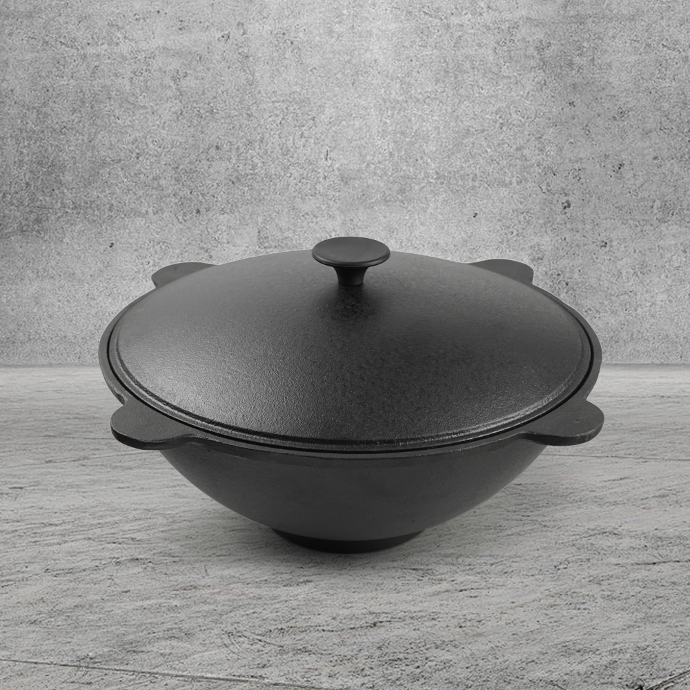 20L cast iron Russian large pot, large Uzbek Kazan cookware pot and enamel-coated round Dutch oven for cooking and camping