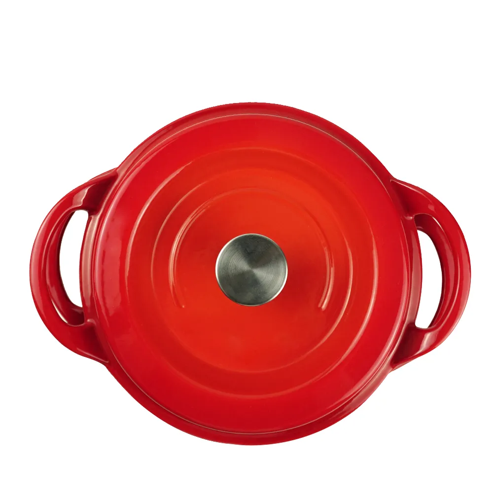 Enamel cast iron Dutch baking pan with lid, sourdough bread baking pan, enamel-coated cookware in red