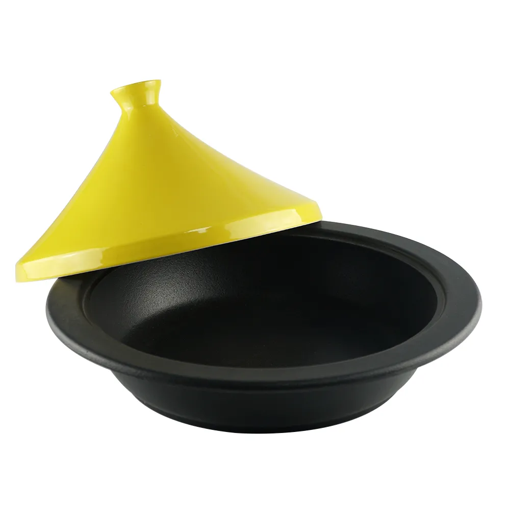 Moroccan tagine pot, enamel cast iron cooking pot with ceramic conical closed lid