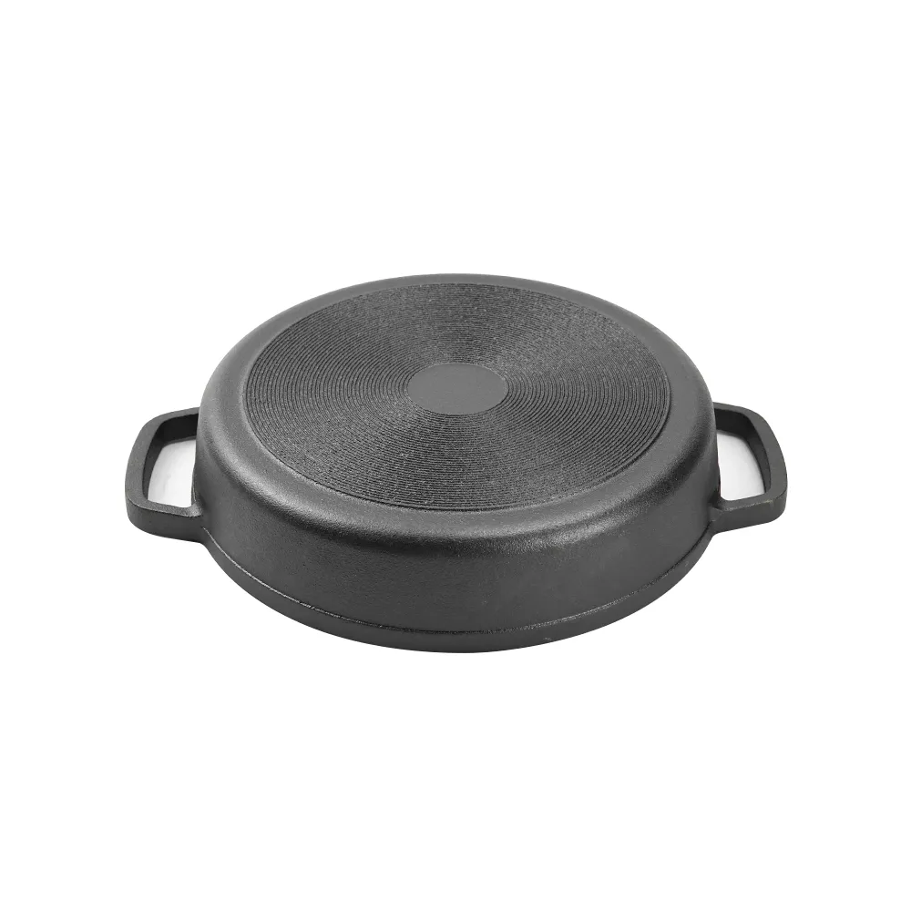 High Quality Pre-Seasoned Cast Iron Skillet Pan Eco-Friendly Glass Lid Two Side Handles Modern Design for Frying Cooking Wok