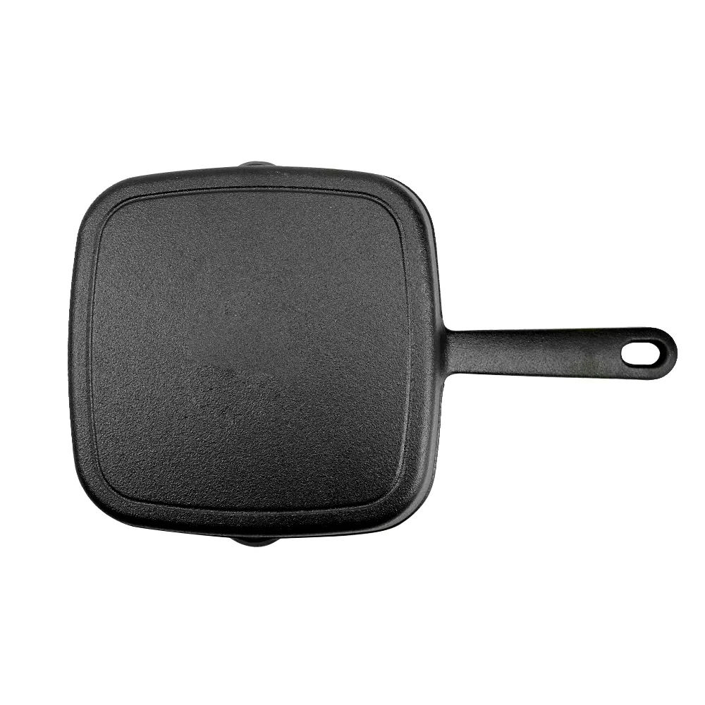 Cast iron square grill pan, steak frying pan, kitchen steak, fish and barbecue utensils