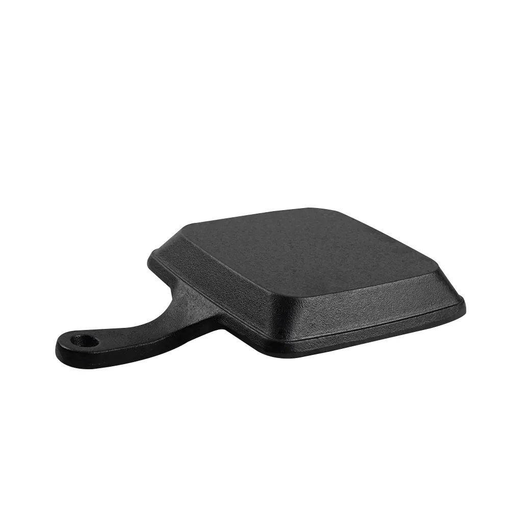 Mini black cast iron frying pan set, square flat pan small frying pan