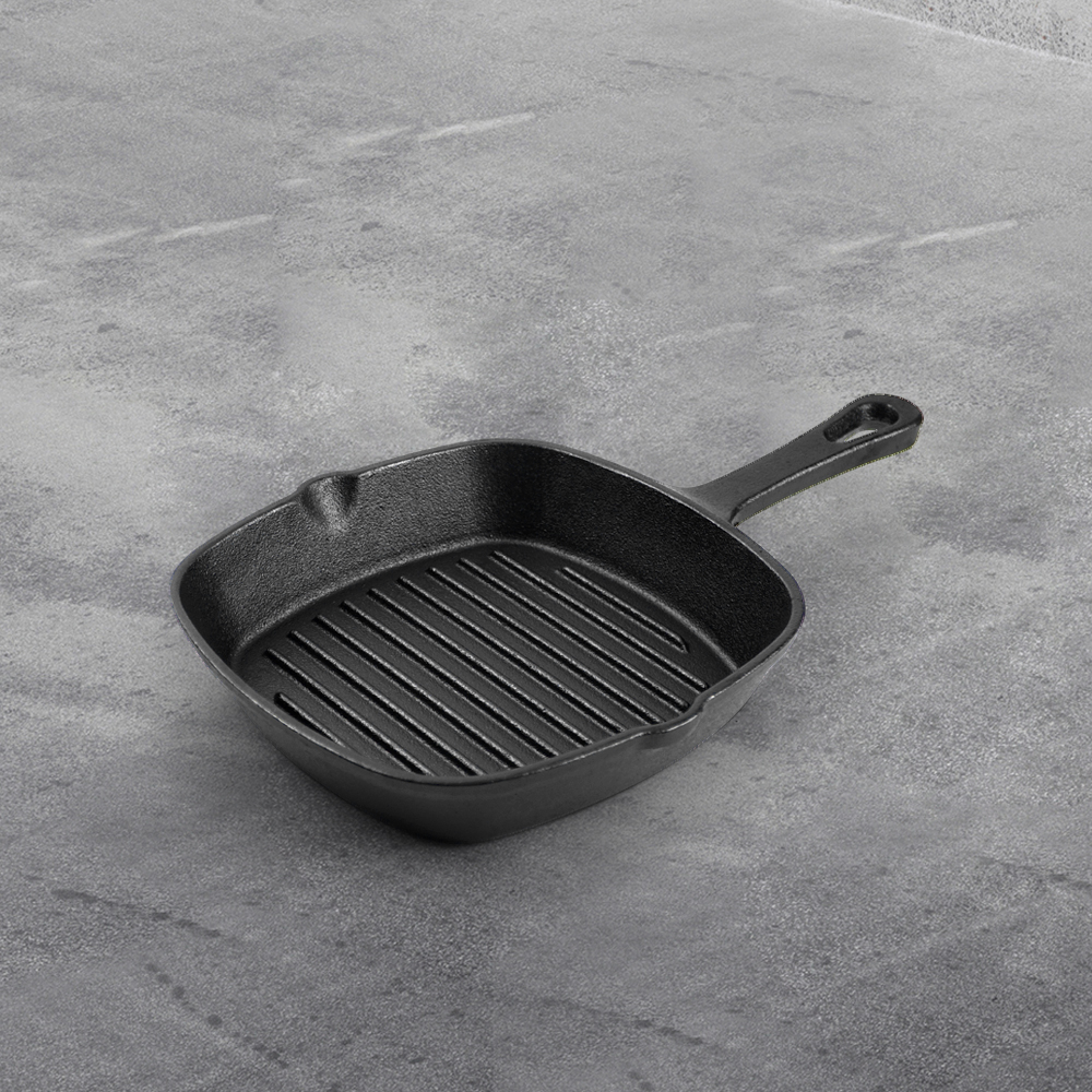 Cast iron square baking tray with handle, suitable for thick steak and bacon POTS on the stove