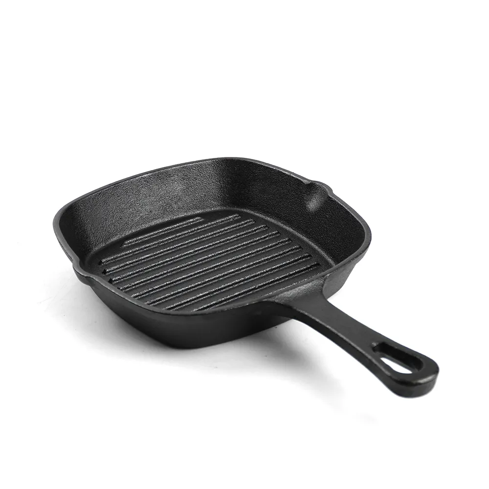 Cast iron square baking tray with handle, suitable for thick steak and bacon POTS on the stove