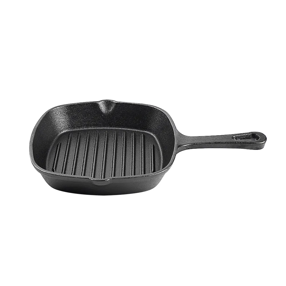Cast iron square baking tray with handle, suitable for thick steak and bacon POTS on the stove