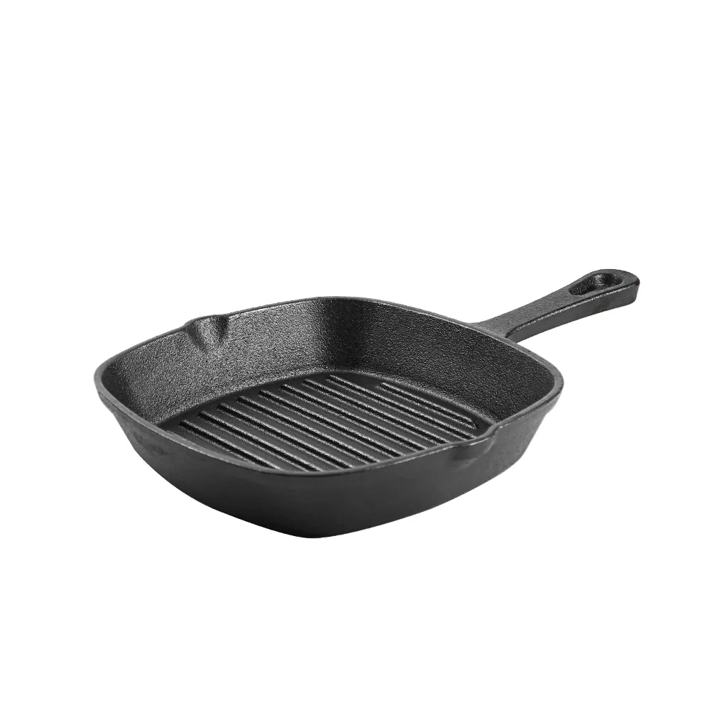 Cast iron square baking tray with handle, suitable for thick steak and bacon POTS on the stove