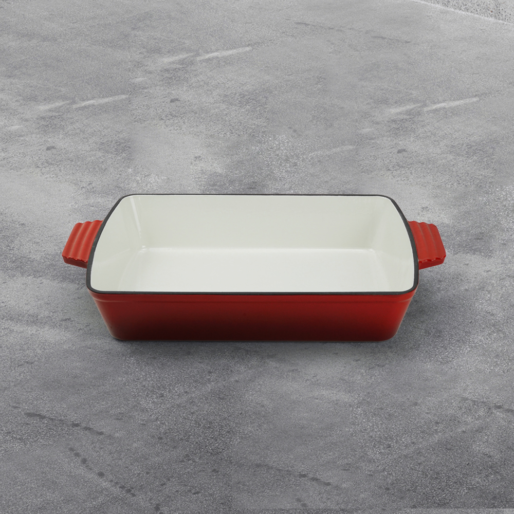 Oven stew pot, enamel cast iron baking tray, rectangular multi-layered pancake baking tray with handle