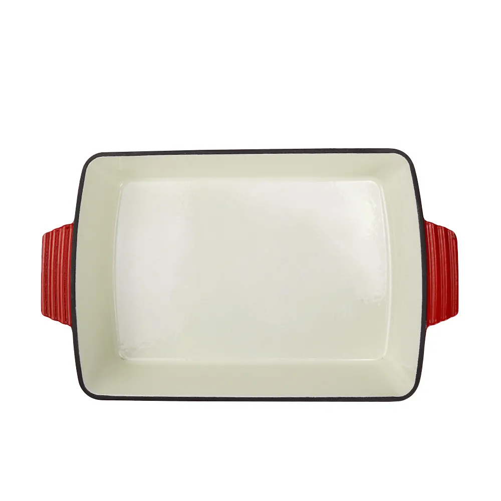 Oven stew pot, enamel cast iron baking tray, rectangular multi-layered pancake baking tray with handle