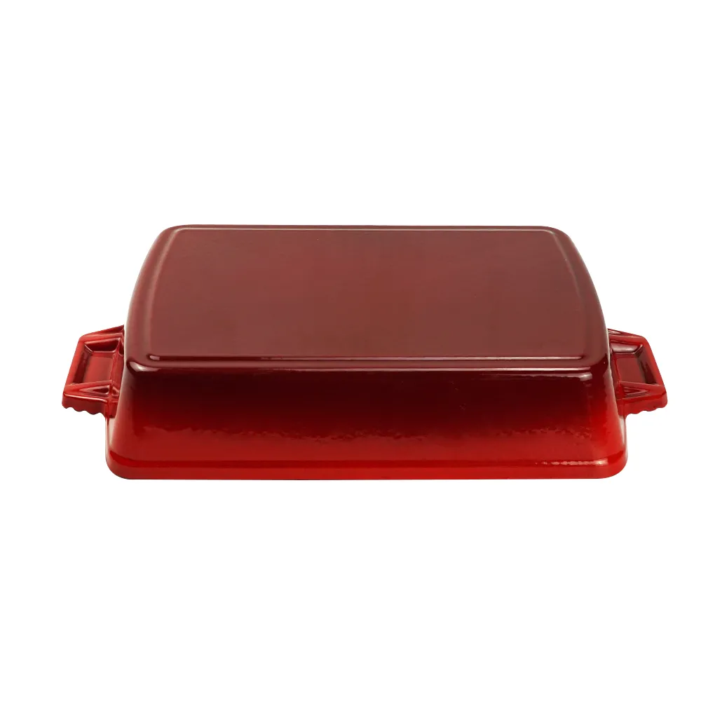 Oven stew pot, enamel cast iron baking tray, rectangular multi-layered pancake baking tray with handle
