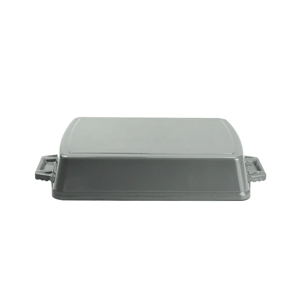 Oven stew pot, enamel cast iron baking tray, rectangular multi-layered pancake baking tray with handle