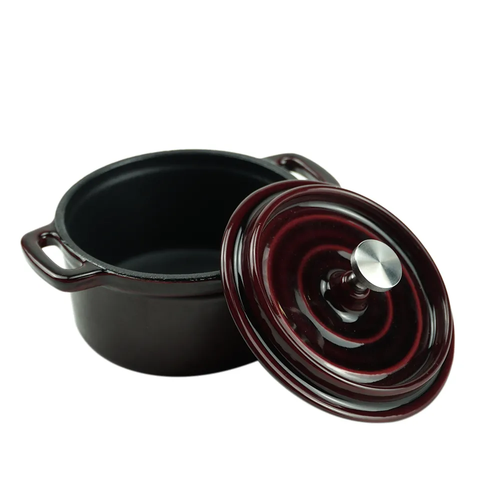 Dutch baking pan, mini cast iron pot with lid, round stew pot with handle, suitable for oven