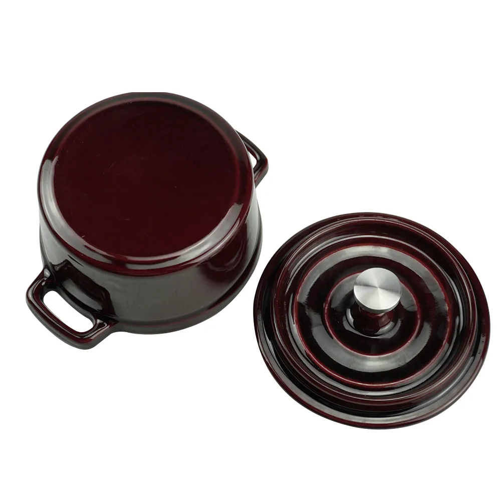Dutch baking pan, mini cast iron pot with lid, round stew pot with handle, suitable for oven
