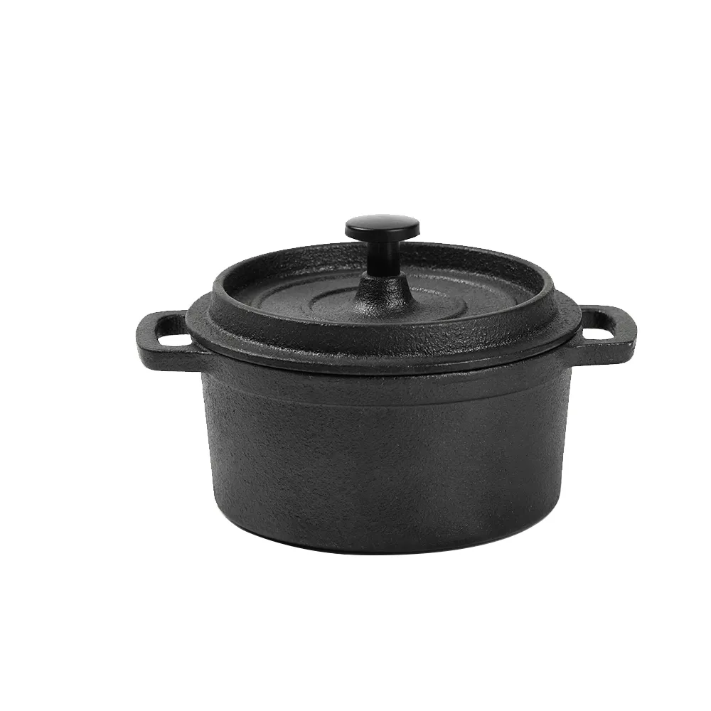 Dutch baking pan, mini cast iron pot with lid, round stew pot with handle, suitable for oven