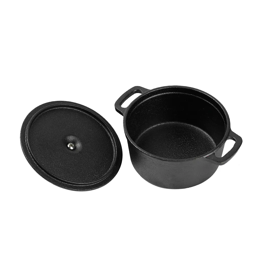 Dutch baking pan, mini cast iron pot with lid, round stew pot with handle, suitable for oven