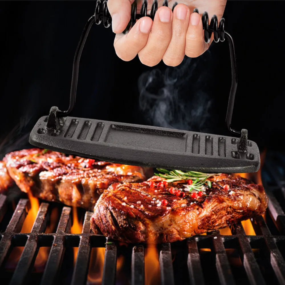 Rectangular cast iron grill press