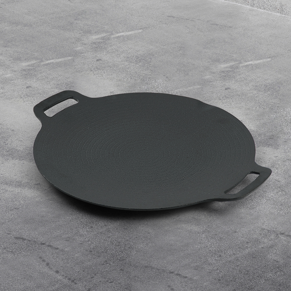 Korean-style grill, round cast iron barbecue grill, suitable for indoor and outdoor camping parties