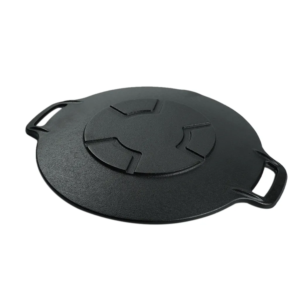 Korean-style grill, round cast iron barbecue grill, suitable for indoor and outdoor camping parties