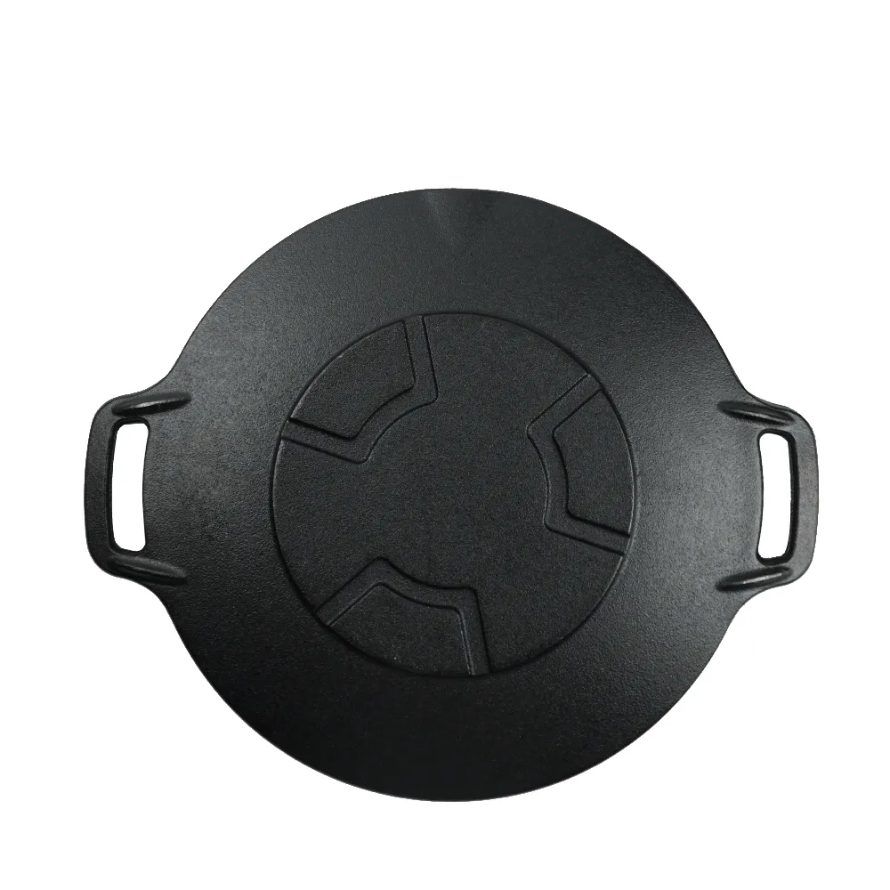 Korean-style grill, round cast iron barbecue grill, suitable for indoor and outdoor camping parties