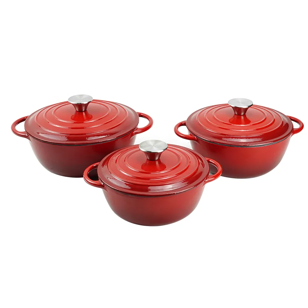 Healthy and safe, non-stick enamel 7-piece cast iron Dutch oven cookware set