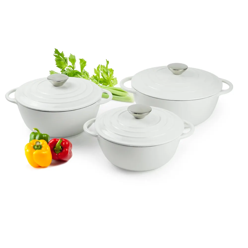 Healthy and safe, non-stick enamel 7-piece cast iron Dutch oven cookware set