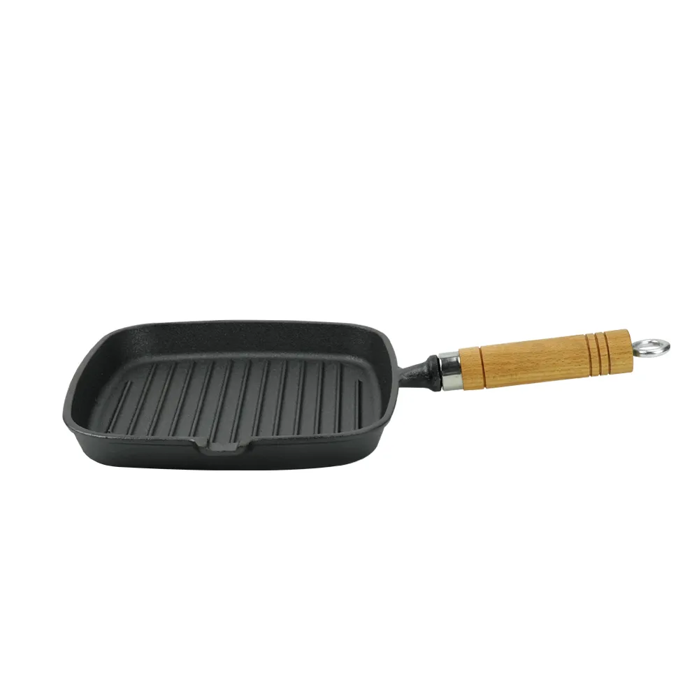 Cast iron square frying pan with transfer port, steak pan