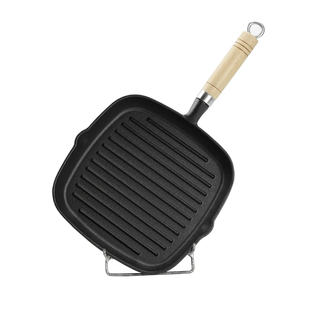 Cast iron square frying pan with transfer port, steak pan