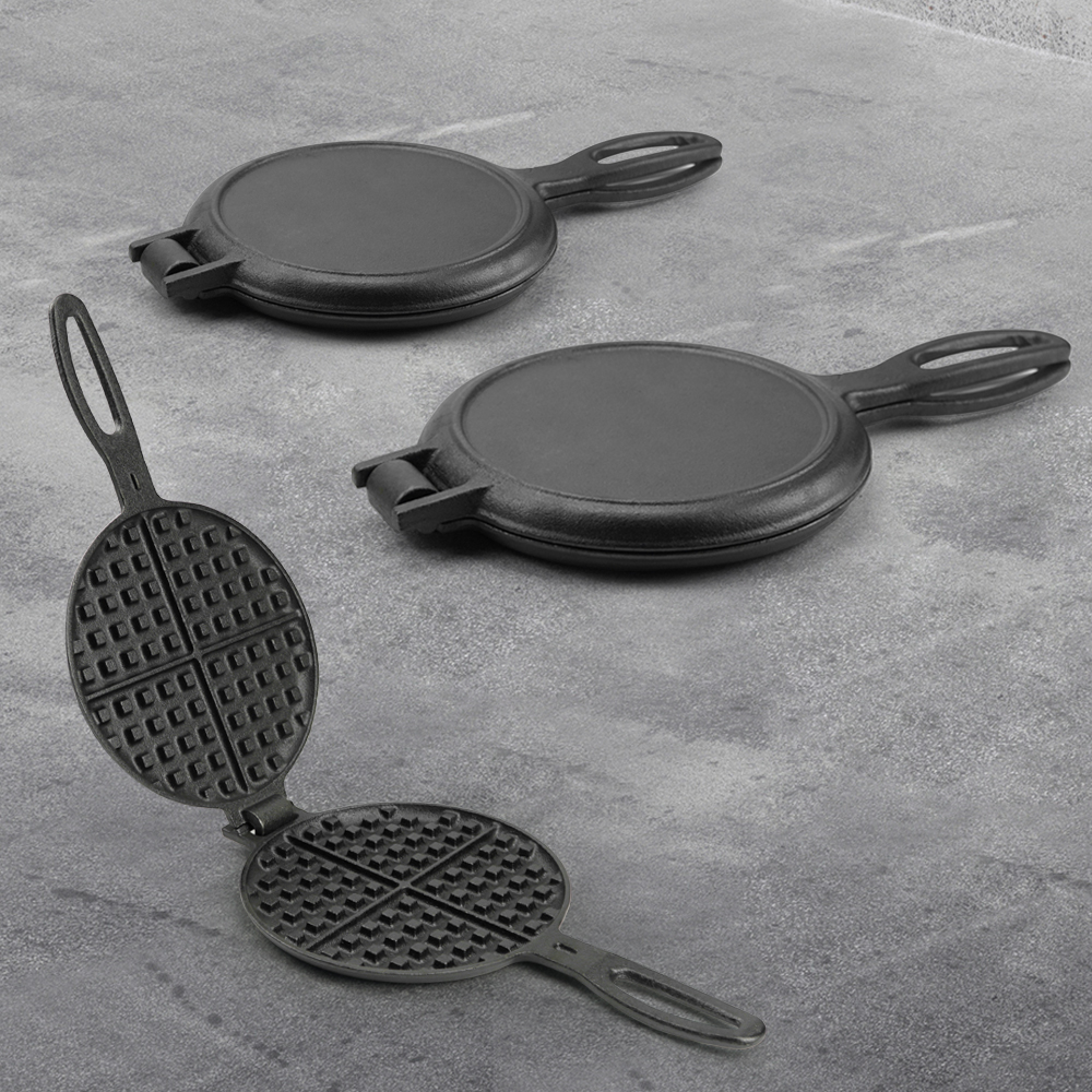Cast iron waffle pot two-piece hinge waffle iron
