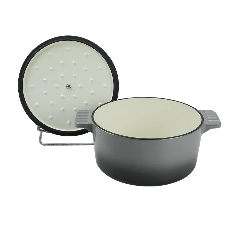 Dutch oven cast iron pot with non-stick enamel coating for bread baking