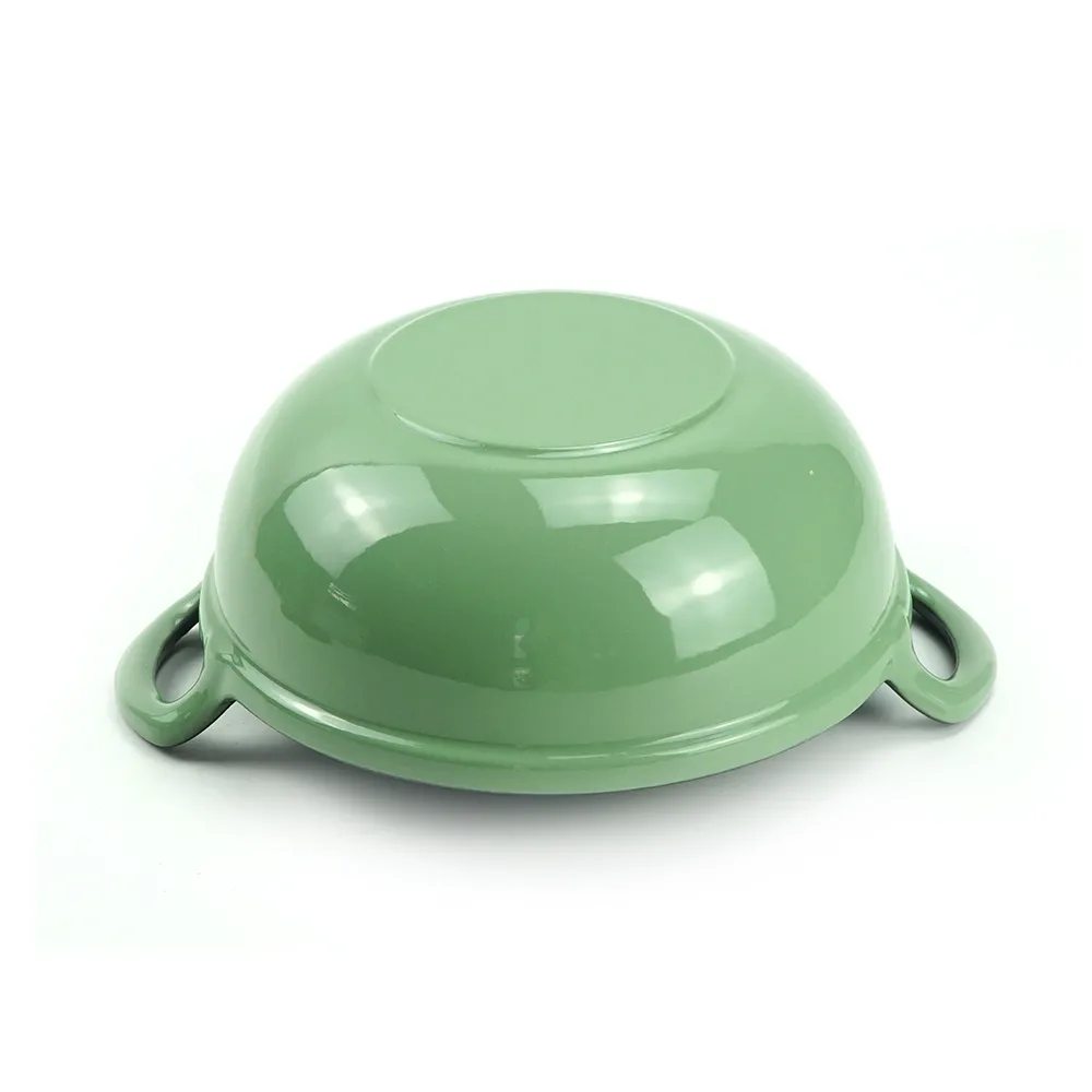 Enamel cast iron wok