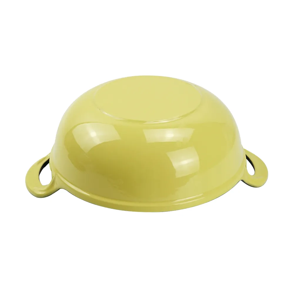 Enamel cast iron wok