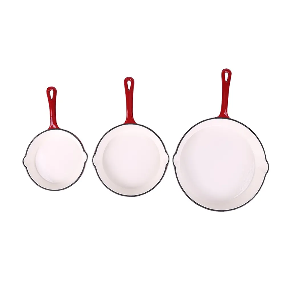 Non-stick enamel cast iron cookware - 3-pan set