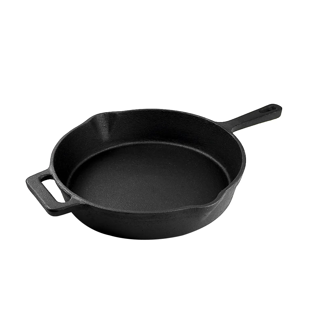 Cast iron frying pan with auxiliary handle, heat-resistant oven safe cookware - suitable for indoor/outdoor use