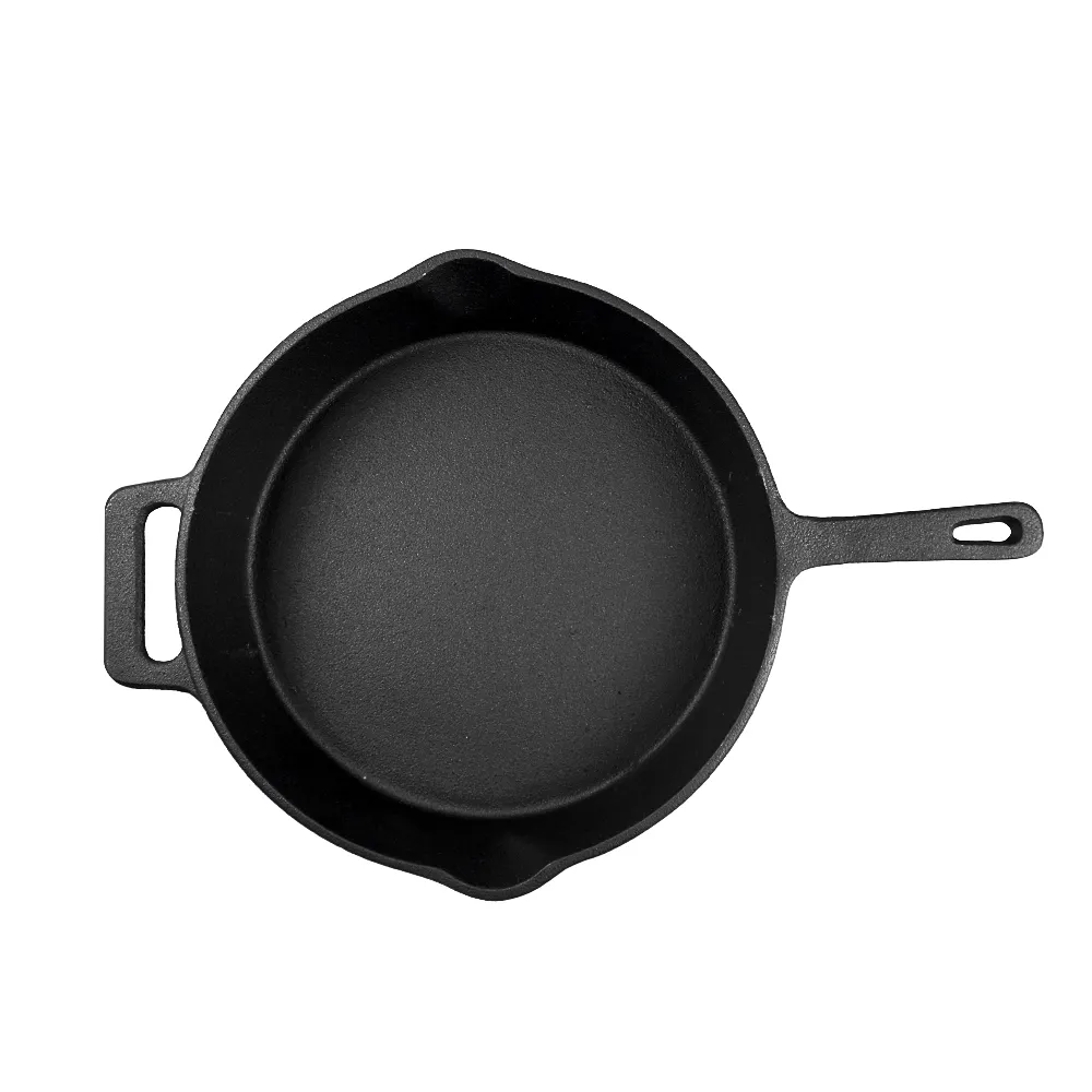 Cast iron frying pan with auxiliary handle, heat-resistant oven safe cookware - suitable for indoor/outdoor use