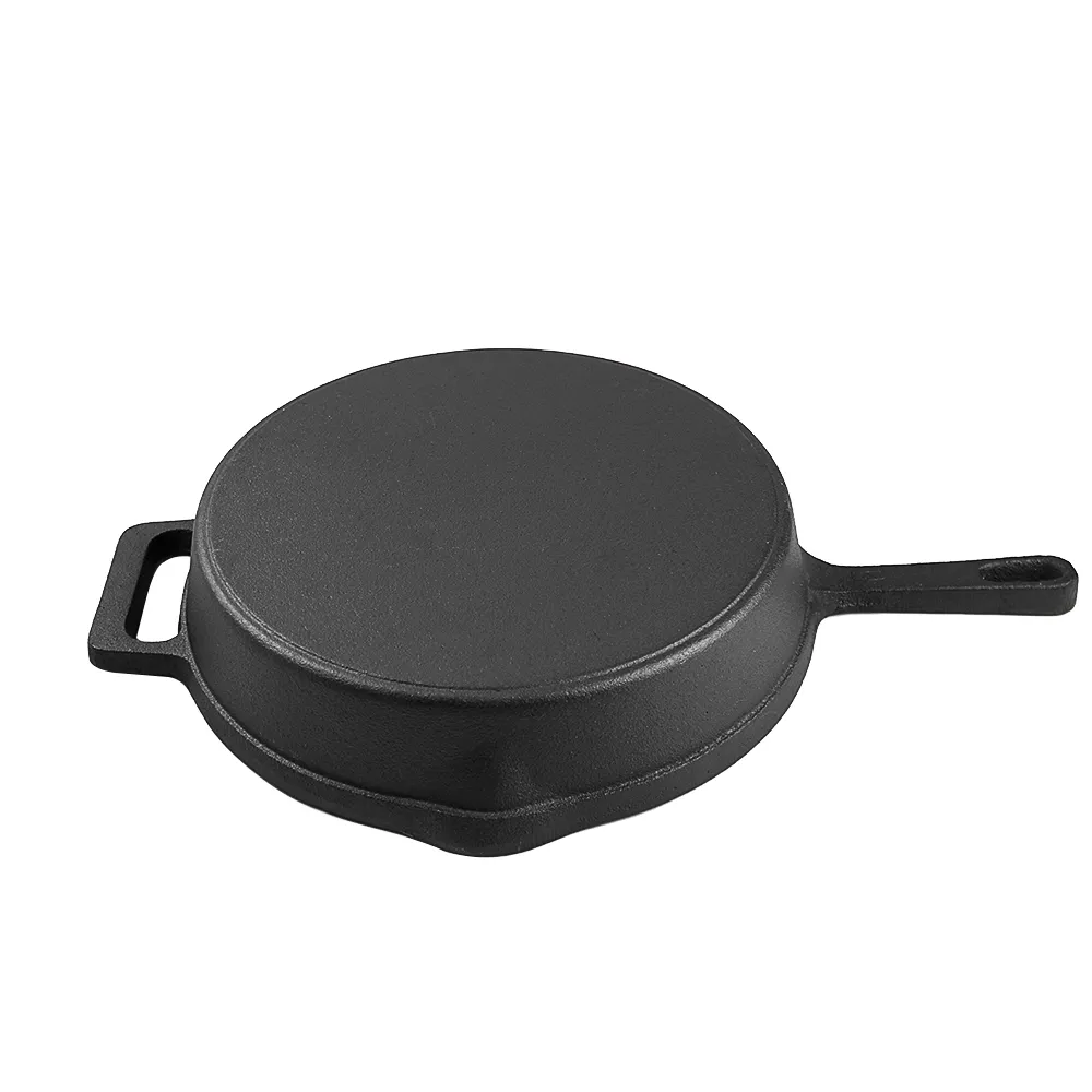 Cast iron frying pan with auxiliary handle, heat-resistant oven safe cookware - suitable for indoor/outdoor use