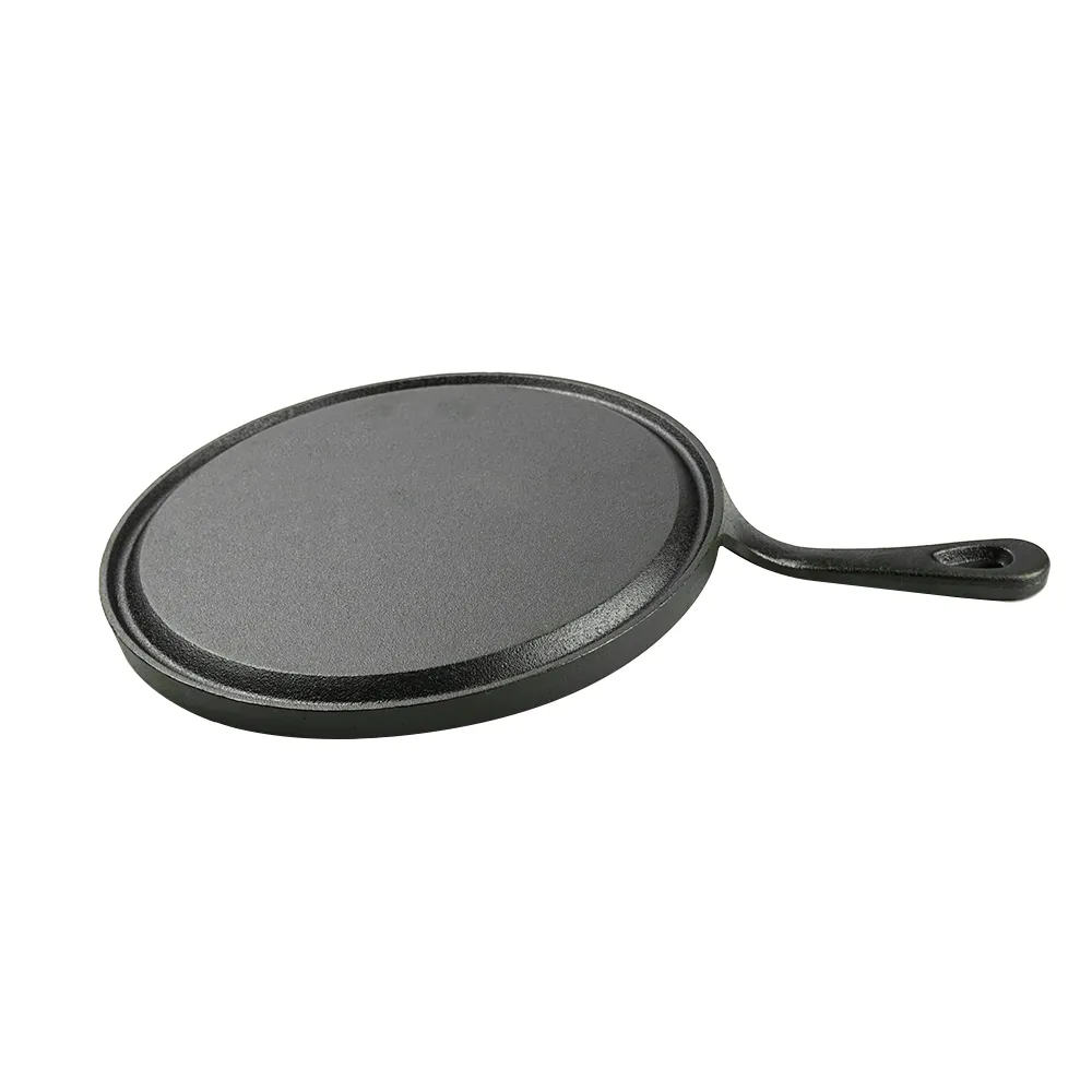 Cast iron round baking tray, suitable for stoves, ovens, barbecue grills and bonfires.