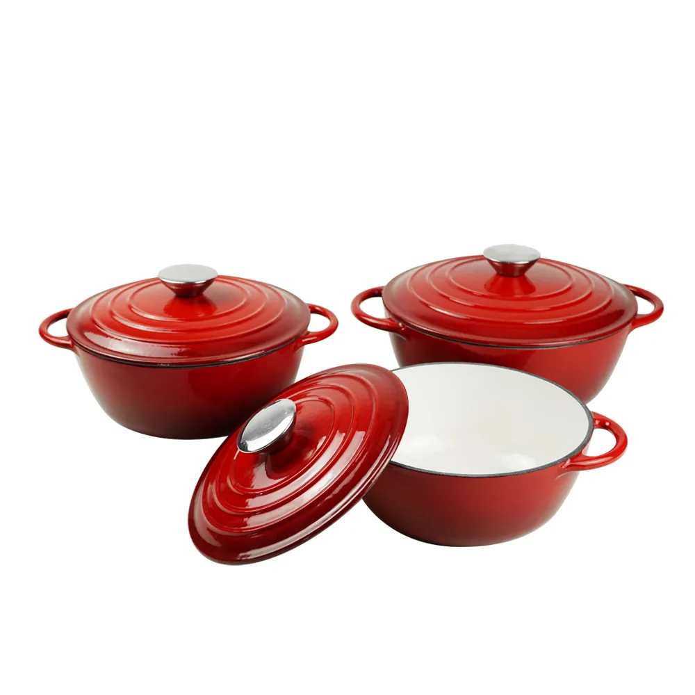 Enamel cast iron sour dough bread oven pot with lid, cooking pot