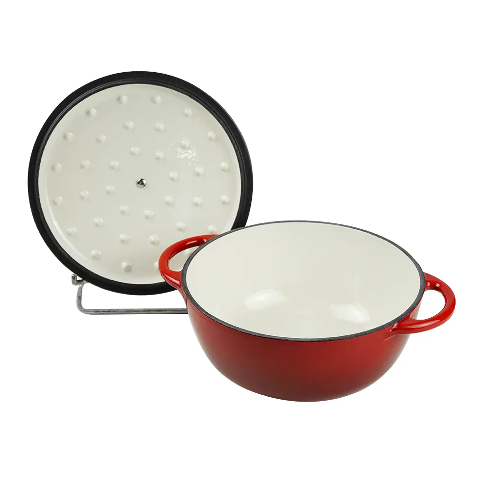 Enamel cast iron sour dough bread oven pot with lid, cooking pot