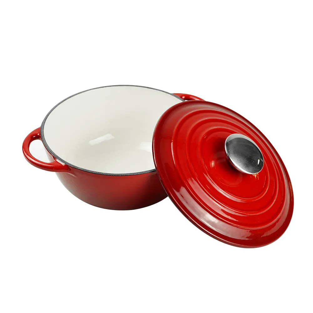 Enamel cast iron sour dough bread oven pot with lid, cooking pot