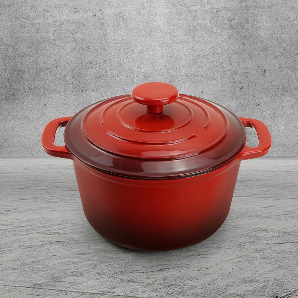 Small enamel cast iron Dutch oven pot with lid, suitable for bread baking/stewing/braising/ frying, applicable to various stoves and ovens