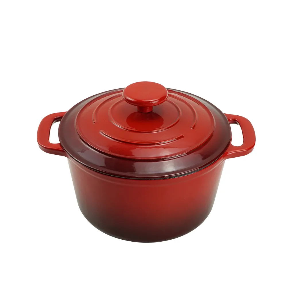 Small enamel cast iron Dutch oven pot with lid, suitable for bread baking/stewing/braising/ frying, applicable to various stoves and ovens