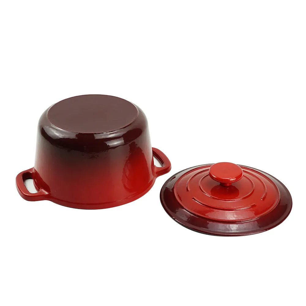 Small enamel cast iron Dutch oven pot with lid, suitable for bread baking/stewing/braising/ frying, applicable to various stoves and ovens