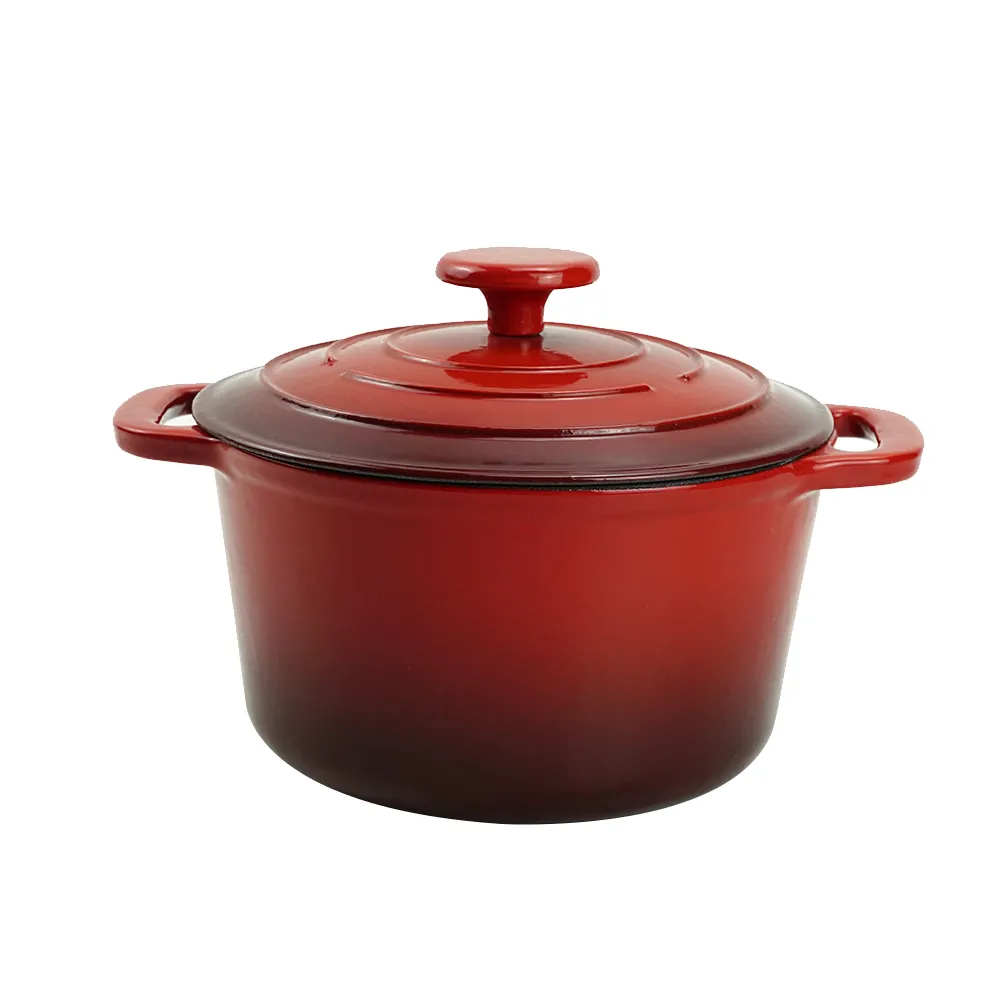 Small enamel cast iron Dutch oven pot with lid, suitable for bread baking/stewing/braising/ frying, applicable to various stoves and ovens